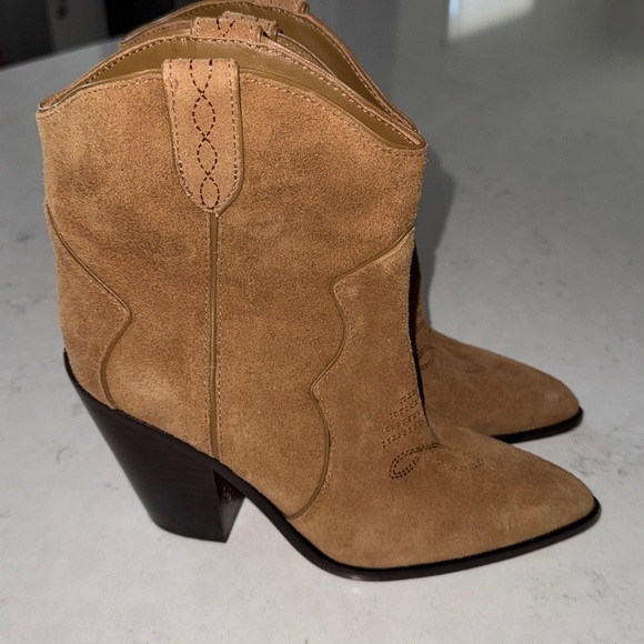 PAIGE Women's Porter Pull On Western High Heel Boots Suede, Leather Size 7.5 - Picture 3 of 7